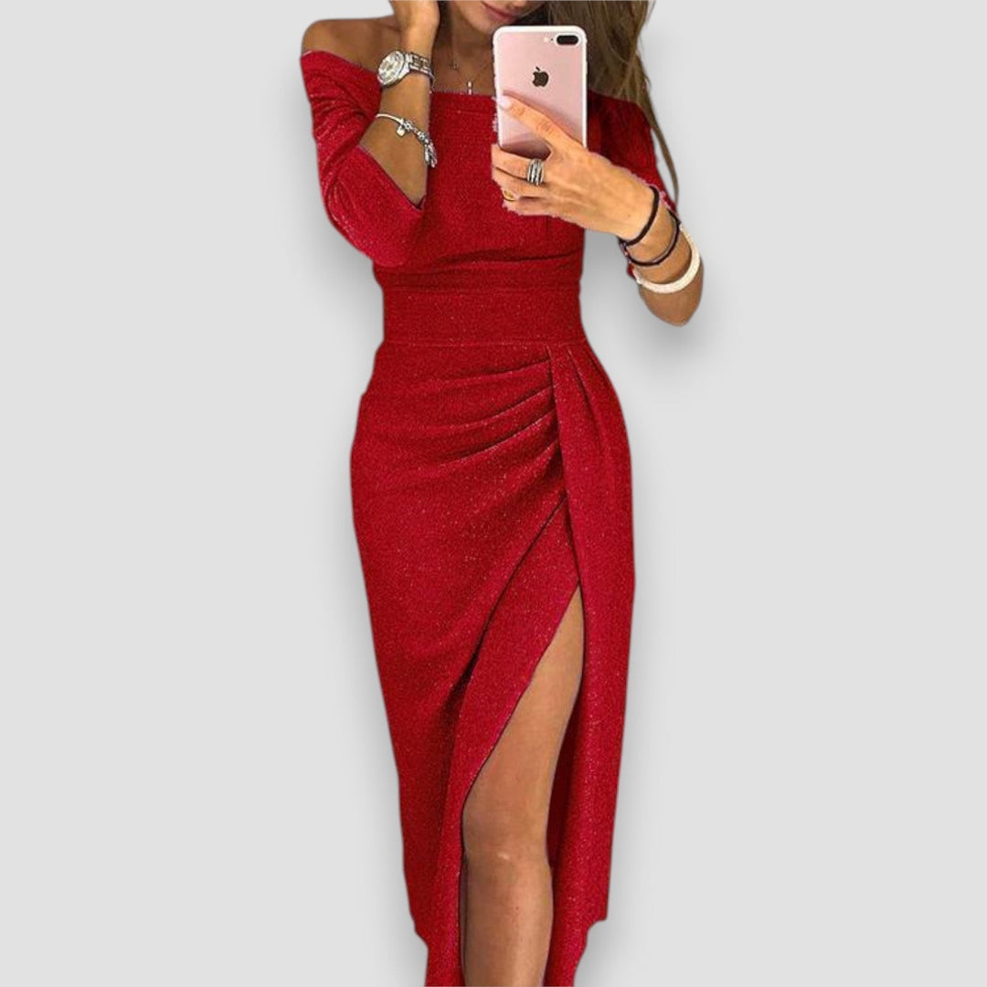 Riley™ | Asymmetrische A-Lijn Midi-Jurk